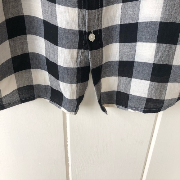 LOFT Black & White Buffalo Check Plaid Long Sleeve Blouse - Picture 10 of 12